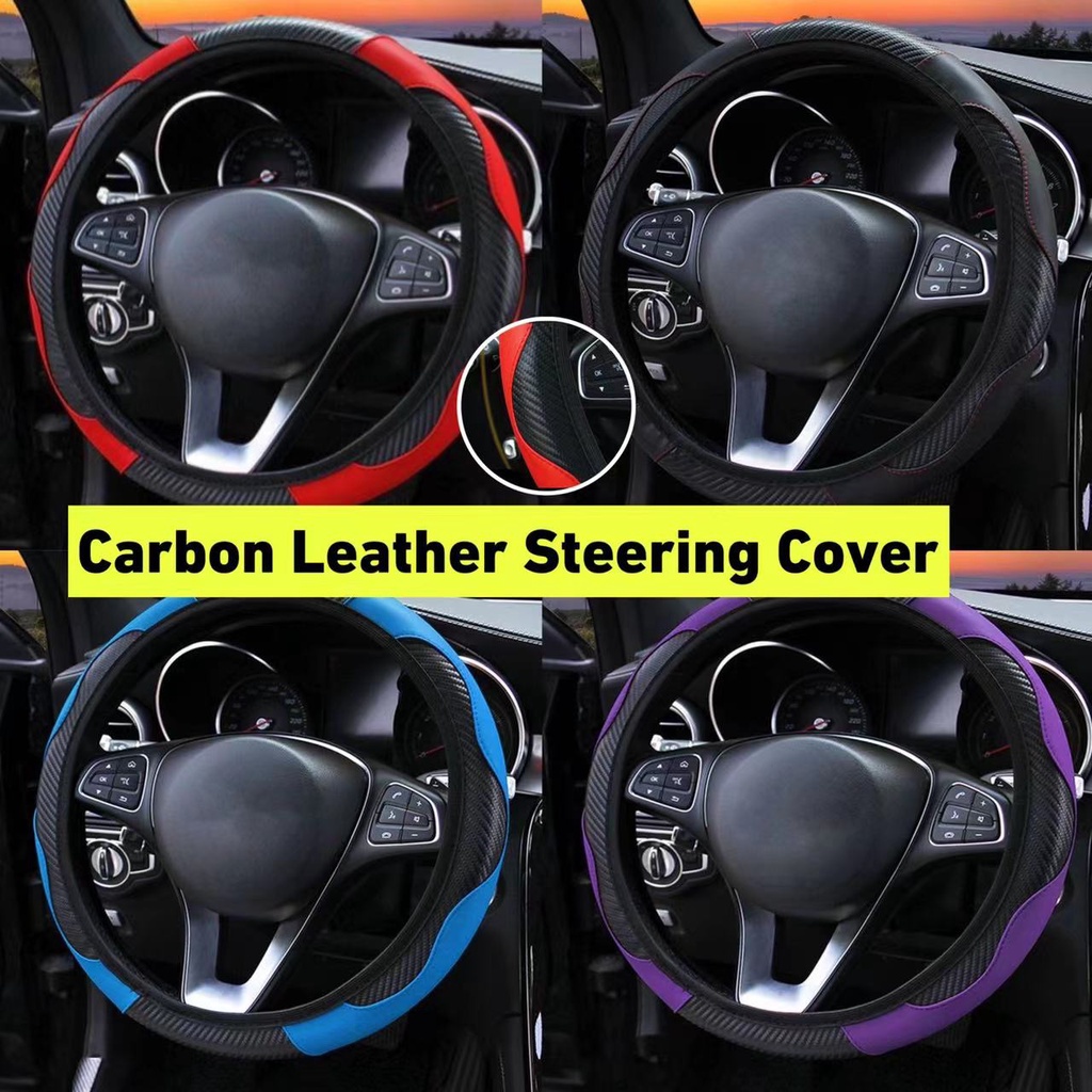 Universal Car Steering Cover Carbon 6D PU Leather Steering Wheel Cover