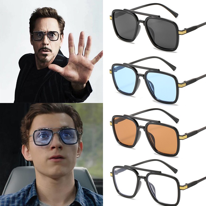 Tony Stark Sunglasses Men Avengers Iron Man Square Sunglasses