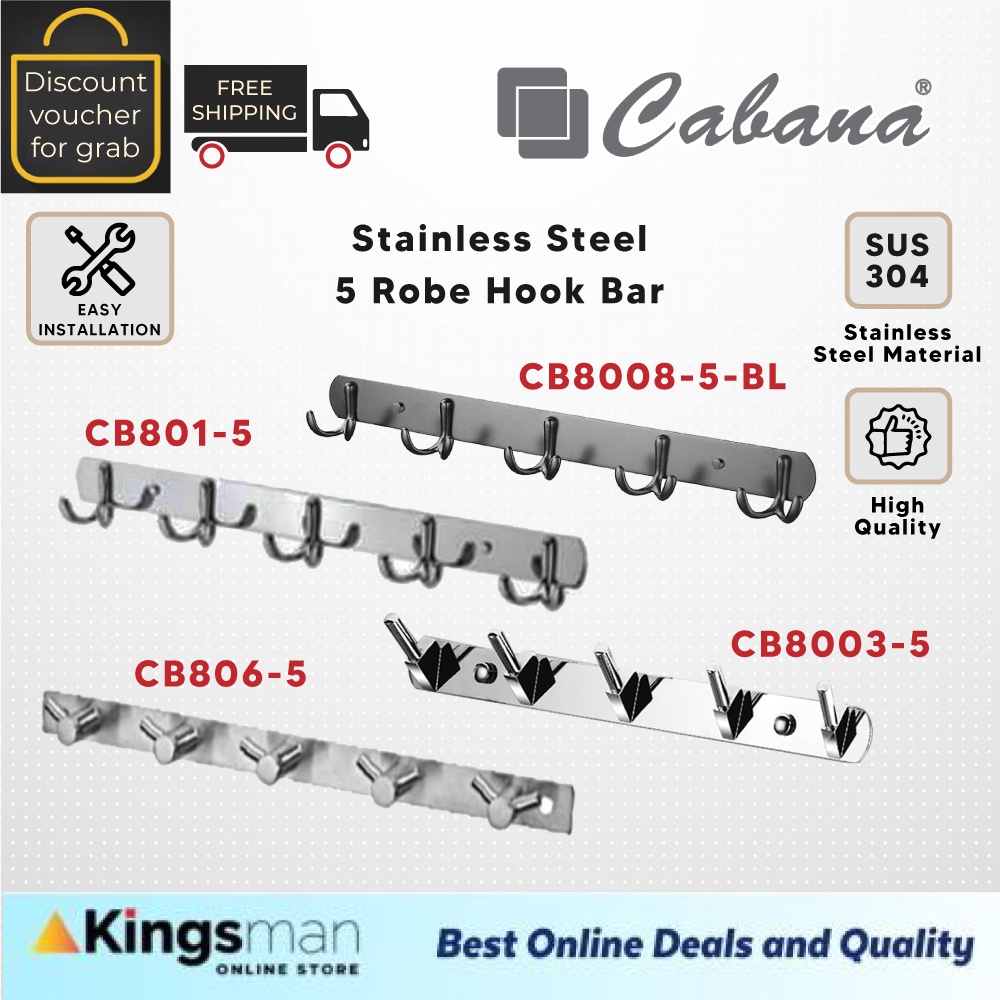 [Kingsman] Cabana Bathroom Hook Bar Stainless Steel 304 Toilet Rack ...