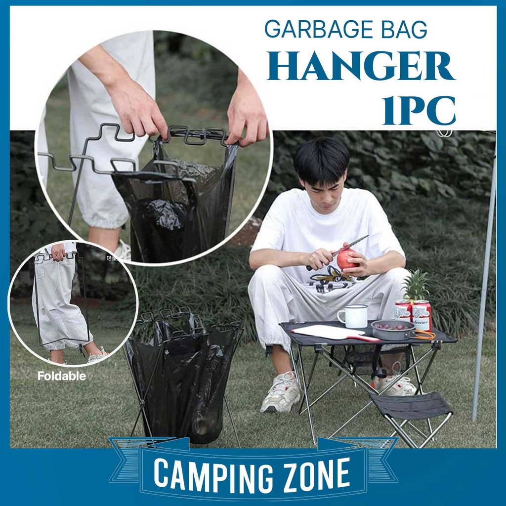 1PC GARBAGE BAG FRAME HANGER BLACK FOLDABLE PORTABLE FOR OUTDOOR ...