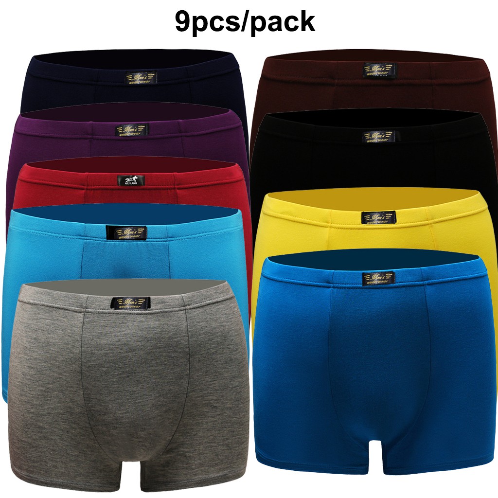 9 Pack Men's Underwear Boxer Modal Cotton Boy Underpants Solid Color