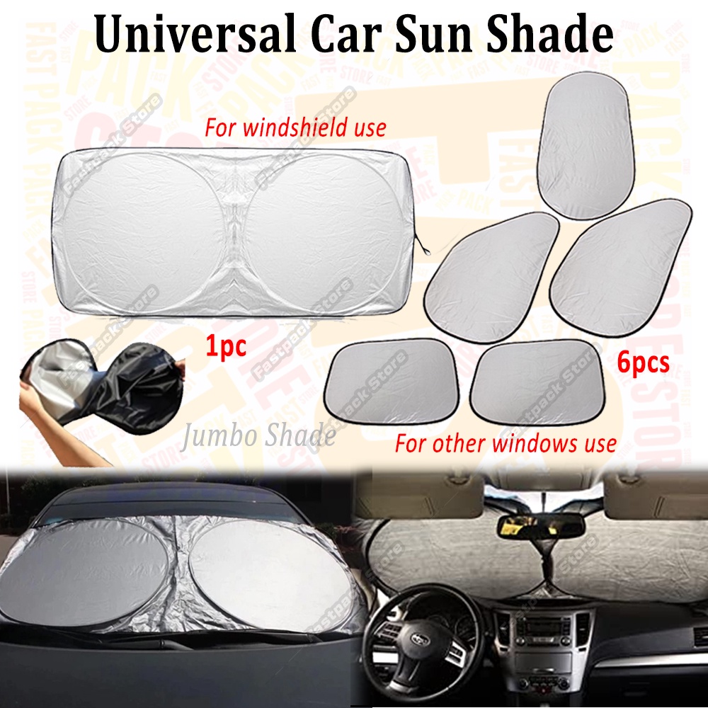 Motor Trend Jumbo Foldable Sun Shade – Metallic Red, 66x27 Inches, UV Protection For Car Windshield