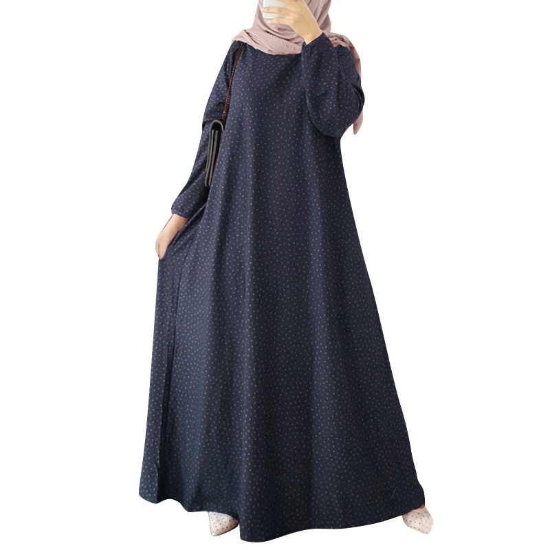Hijabista Muslim Plus Size Elegant Fashion Polka Dot Kaftan Abaya Dubai