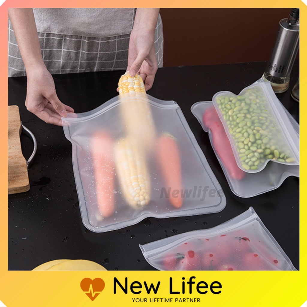 1pc Home Kitchen Food Sealing Storage Bag For Fridge Vegetable Fruit Storage,  Self-sealing Plastic Packaging Bag, Food Preservation Bag