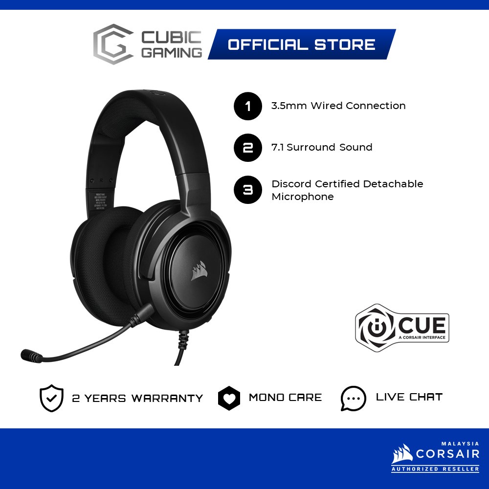 CORSAIR HS45 3.5mm Virtual 7.1 PS5 Gaming Headset with 7.1 USB