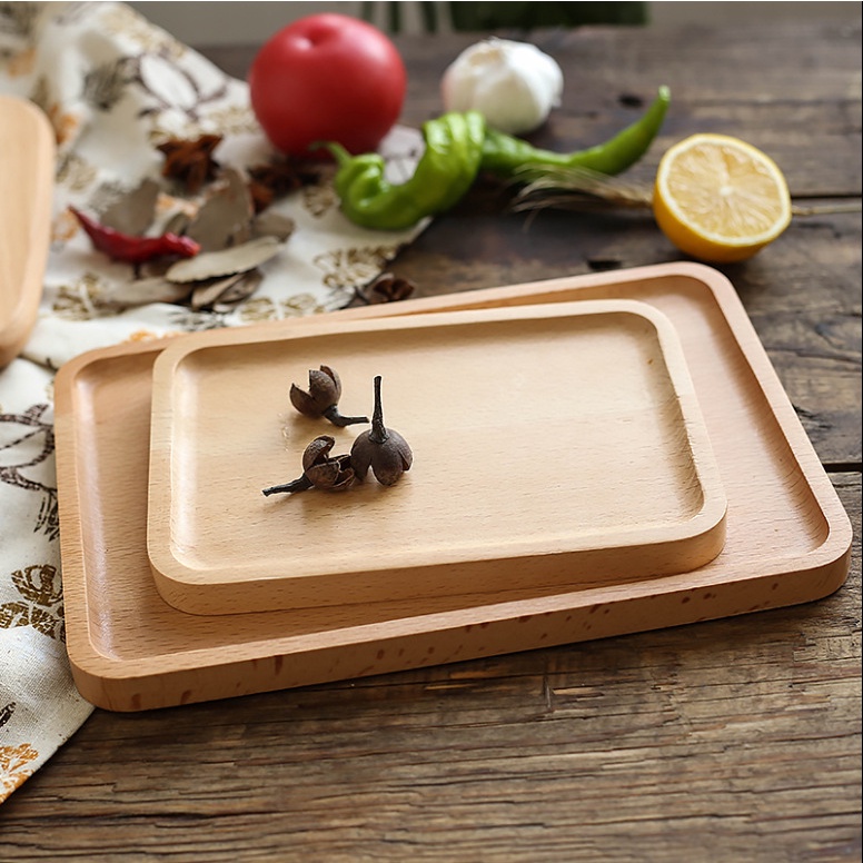 CozyJoy Acacia Plate Wooden Tray Cake 30x20cm 34x22cm 23x23cm Large