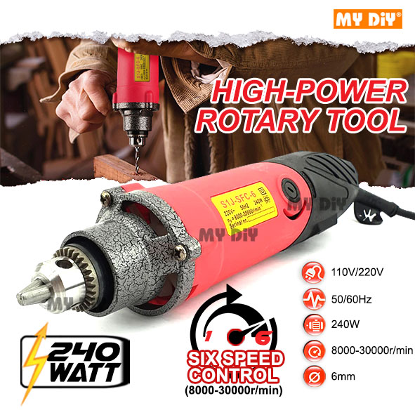 Electric Mini Drill Die Grinder Power Rotary Tool 6 Speed Control 6mm ...