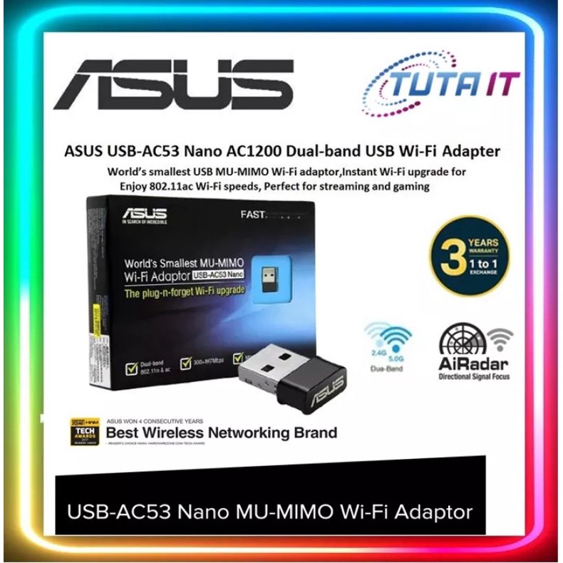 ASUS USB-AC53 NANO AC1200 DUAL-BAND USB NANO WIFI Adapter | Shopee Malaysia