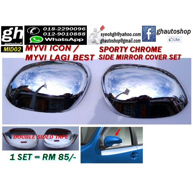 MYVI ICON / MYVI LAGI BEST sporty chrome side mirror cover set Shopee