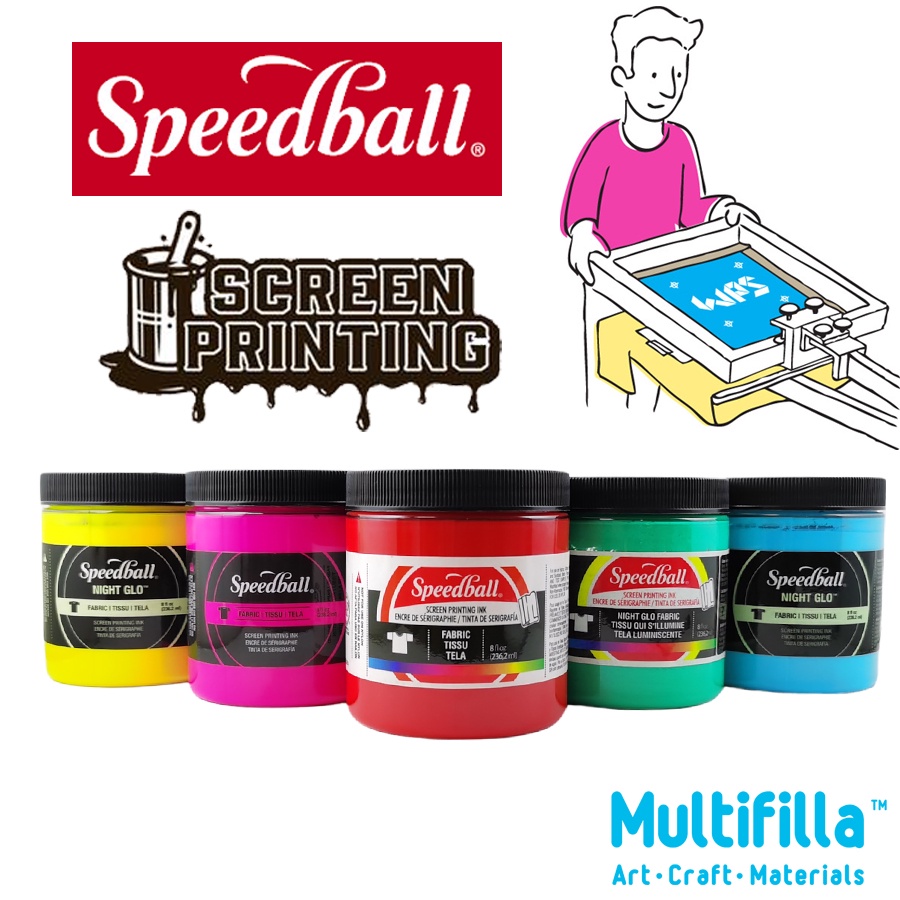 Speedball Fabric Screen Printing Ink 8-Ounce Night Glo Blue Glow