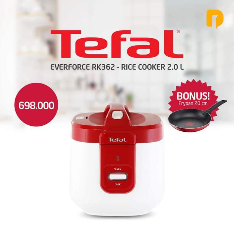 Tefal Everforce Rice Cooker 2l Bonus Frypan 20cm Shopee Malaysia