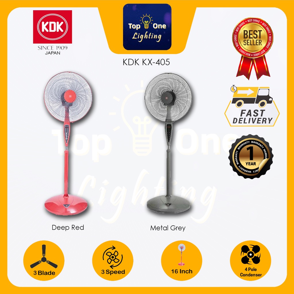KDK KX405 KX405 16" Stand Fan / Kipas Berdiri (Deep Red / Metal Grey