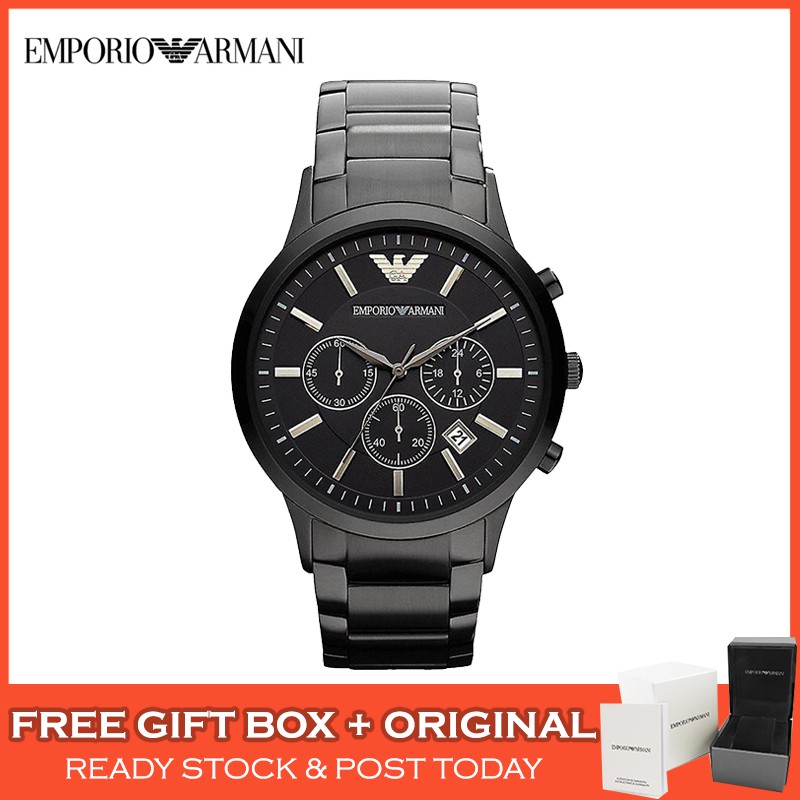 [Original] Emporio Armani Classic Chronograph Black Dial Steel Men ...