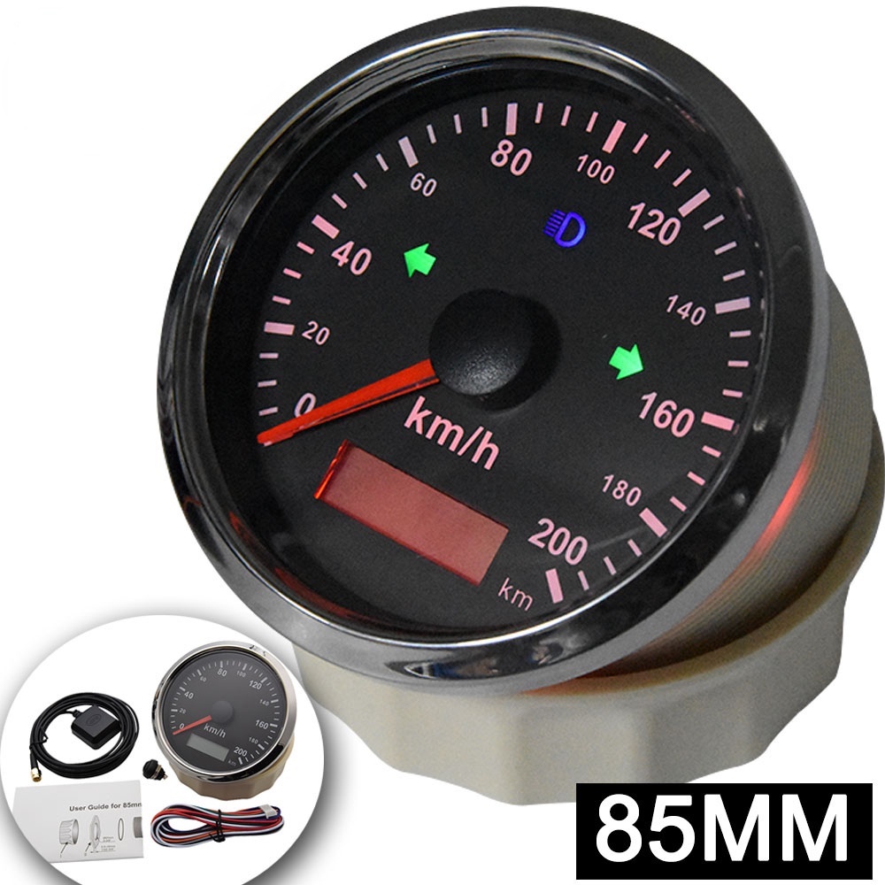 85mm GPS Speedometer + GPS Antenna Speed Gauge 125km/h 200km/h Speed