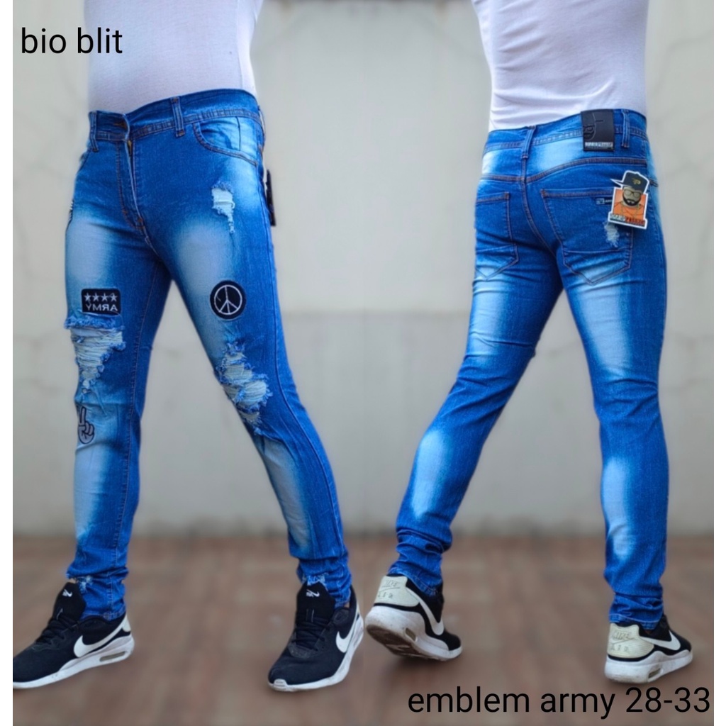 Vogstyle Men's Distressed Ripped Skinny Jeans - Slim Fit, Printed Denim, Straight Leg, Multiple Sizes - View #3