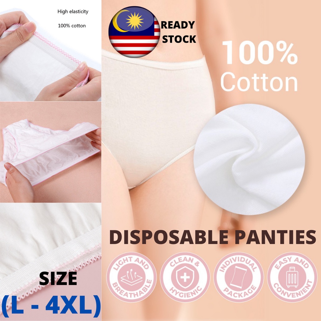 SIZE L-4XL)Women Postpartum Cotton Disposable Sterilized Panties/Man Clean  One Time Cotton Elastic Travel Underwear.