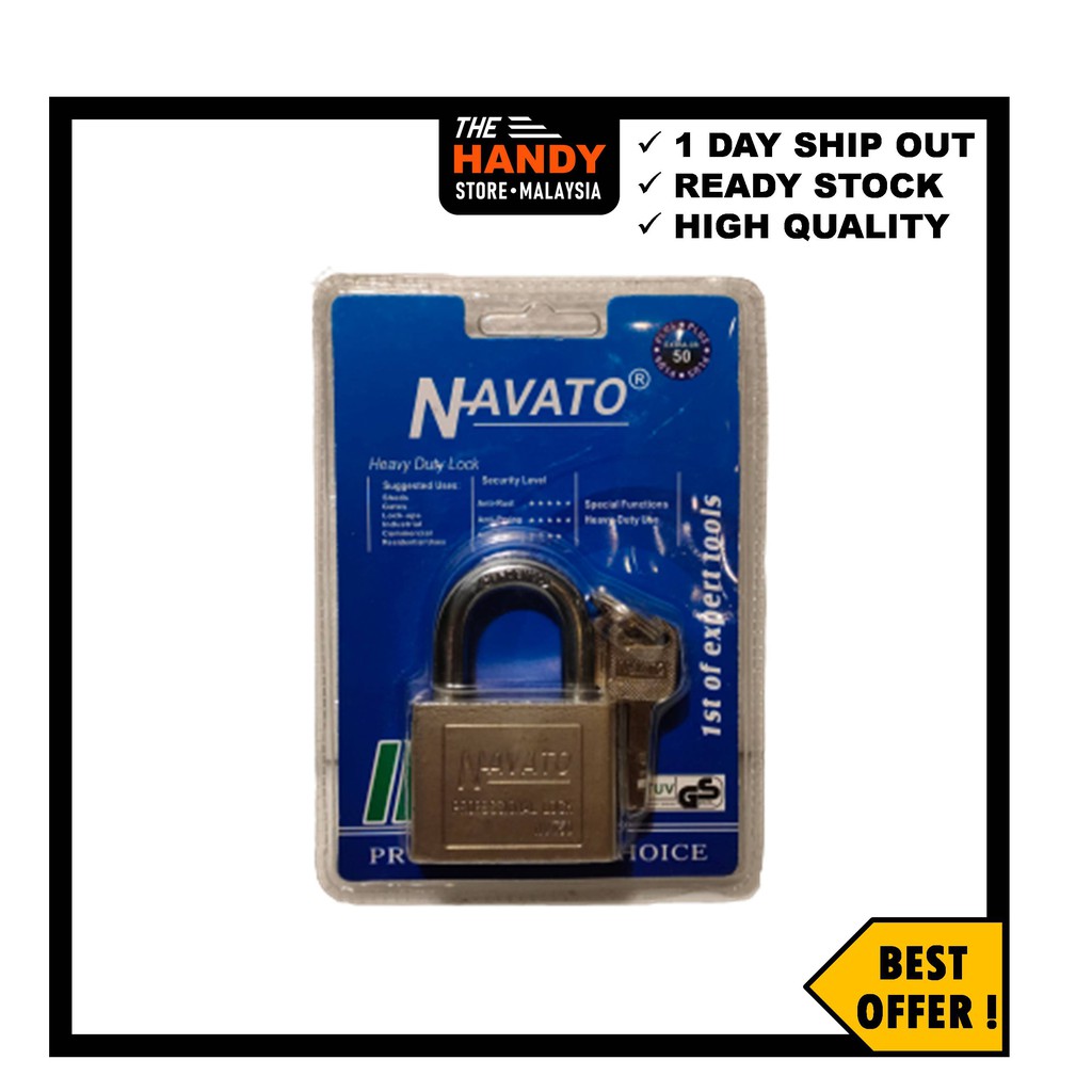 NAVATO Padlock 50mm Heavy Duty Anti Rush Anti Prying Anti Sawing Gate ...