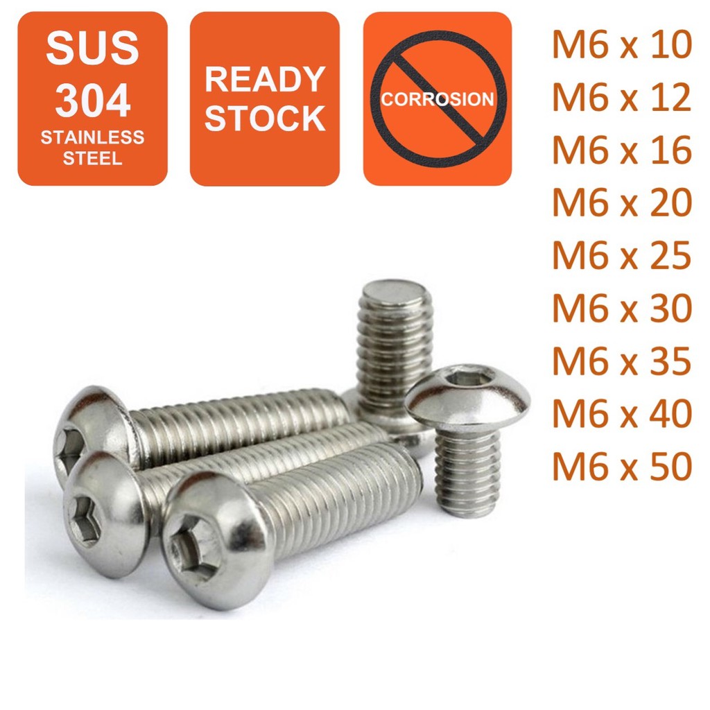 25 Pack M6-1.00 X 35mm Button Head Socket Cap Screws – ISO 7380, Stainless Steel, Allen Drive, Fastenere