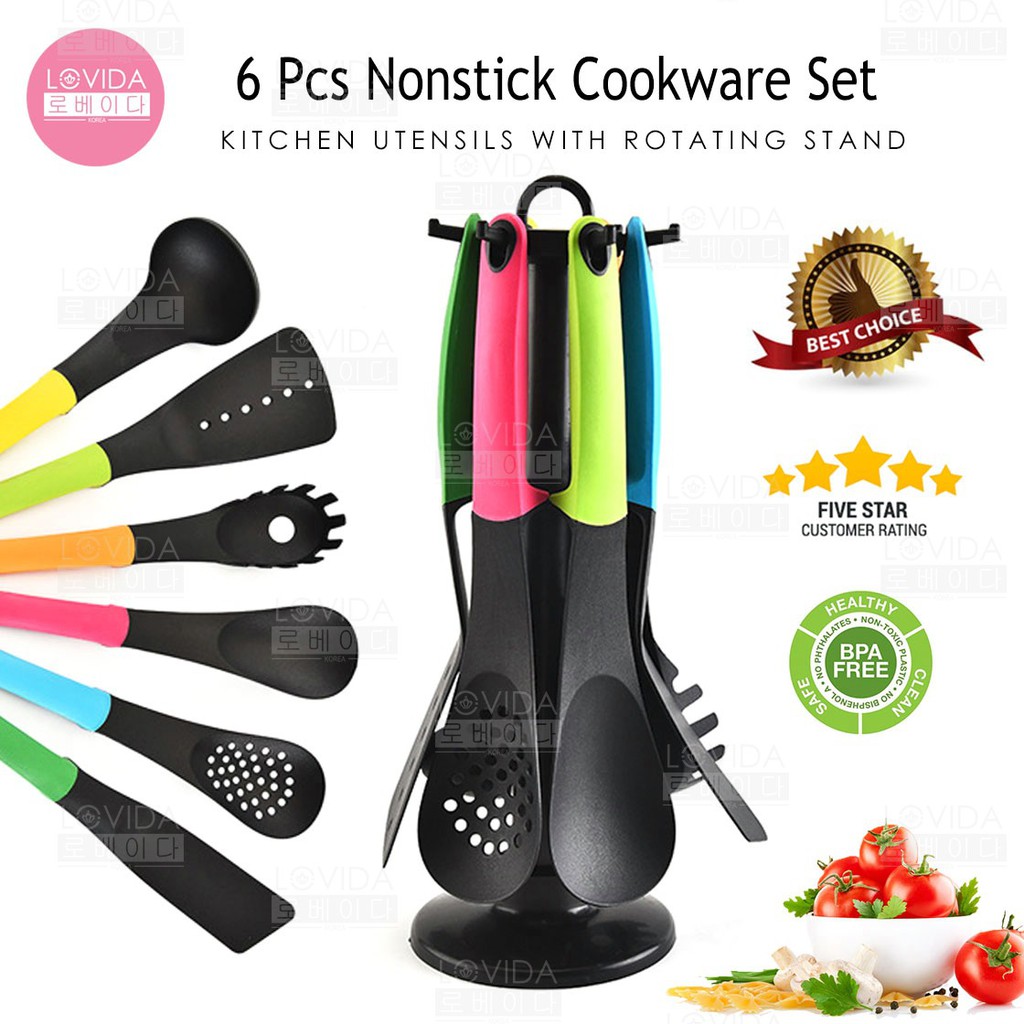LOVIDA CLEAR STOCK 6 Pcs Nonstick Kitchen Utensils Cookware Set With ...