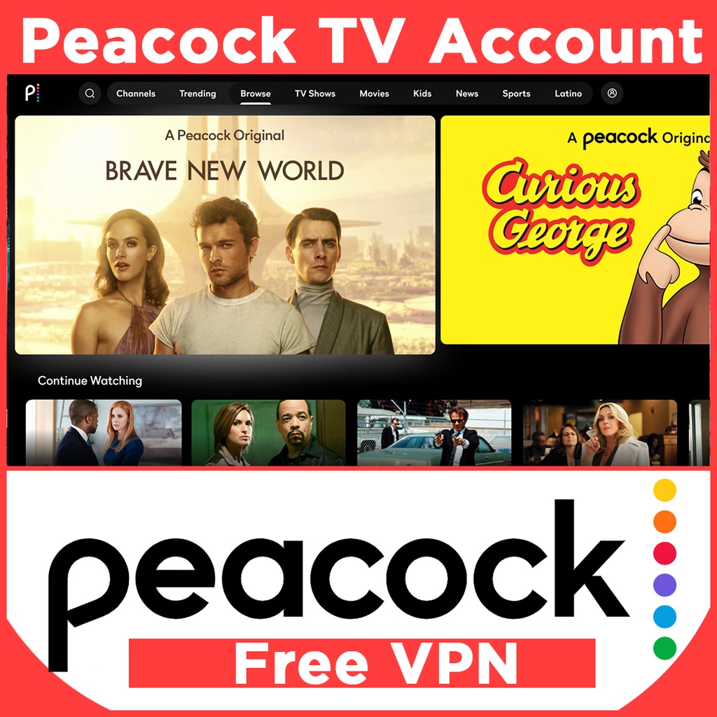 Peacock TV Premium Plus Ad Free ( 1year + Free VPN ) Shopee Malaysia