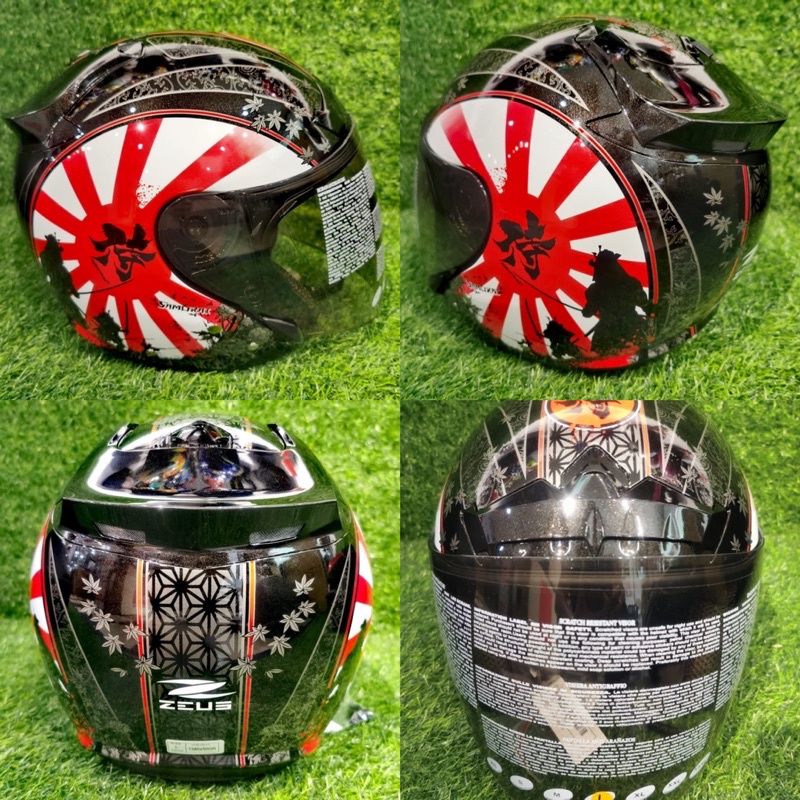ZEUS HELMET SAMURAI BLACK 609 OPEN FACE FREE VISOR SMOKE Shopee Malaysia