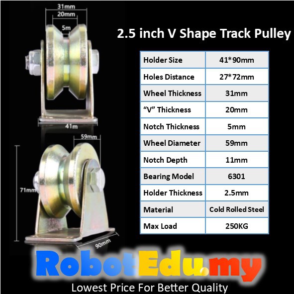 2.5 inch (v shape)