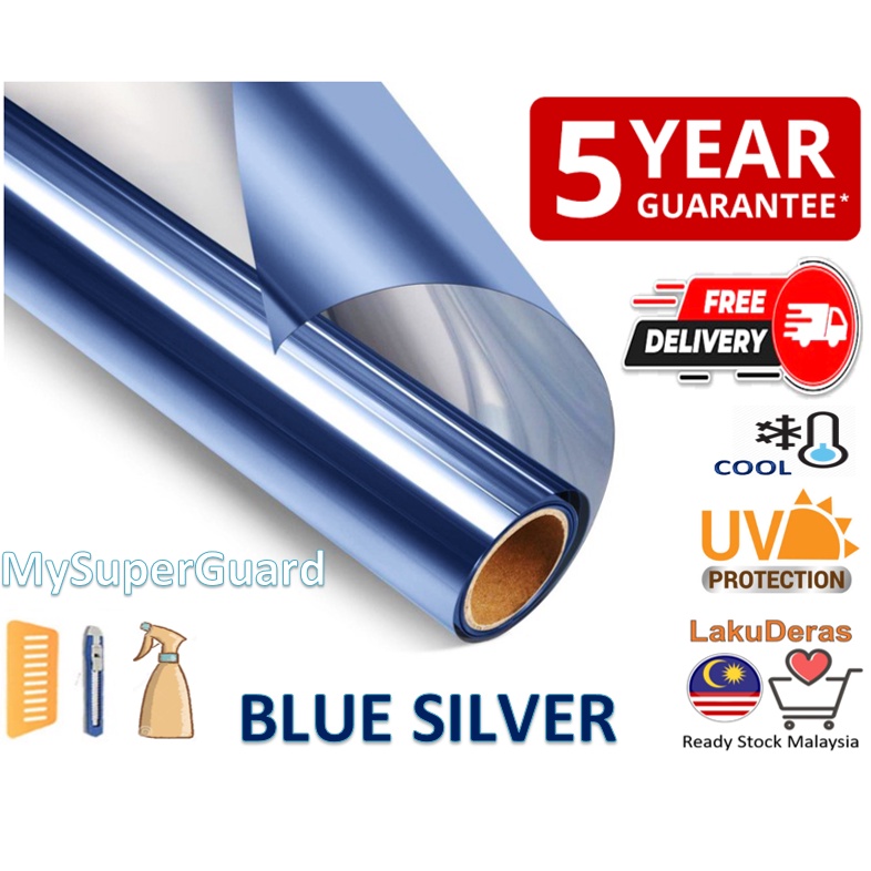 BLUE SILVER SUPER GUARD High Quality Tinted Privacy Window Solar Film ...