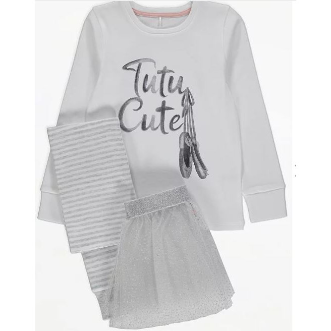 Cream Slogan Pyjamas with Tutu Skirt Set tutu skirt dancing set ...
