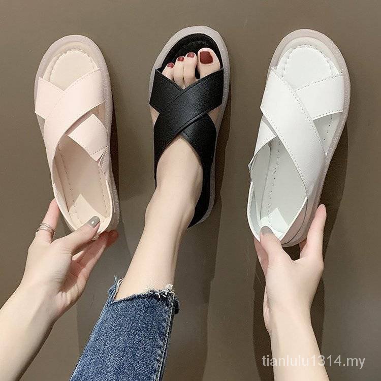 Ready Stock Korean Women Ladies Comfortable Soft Flat Sandals Flat ...