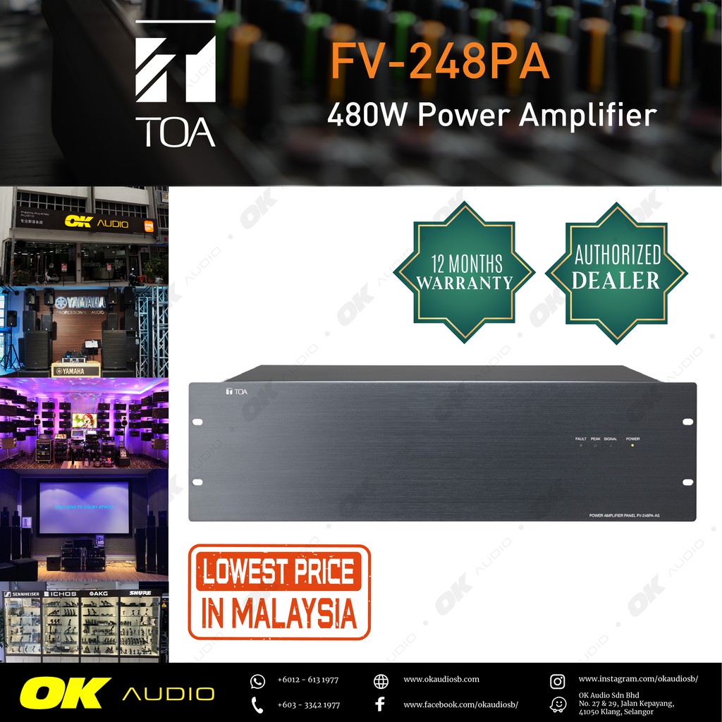 TOA FV-248PA / FV248PA 480W Power Amplifier with High Capacity for ...
