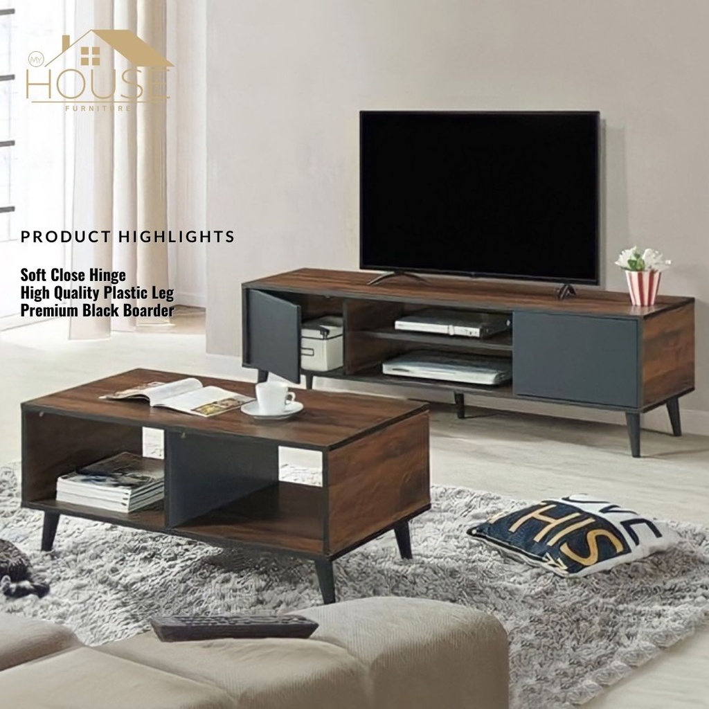 MYHOUSE Furniture TV + Coffee Table (2 in 1) Living Room Set TV Console Set Rak TV Meja