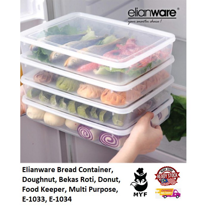 Elianware Bread Container, Doughnut, Bekas Roti, Donut, Food Keeper ...
