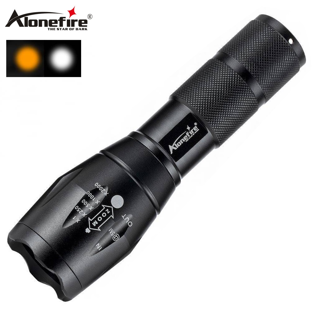 Alonefire E17 Orange Yellow LED Flashlight White Light Zoomable ...