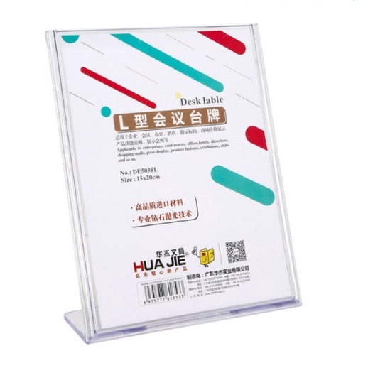 A4 Acrylic L Shape Transparent Card Stand / Desk Table QR Code Cards ...