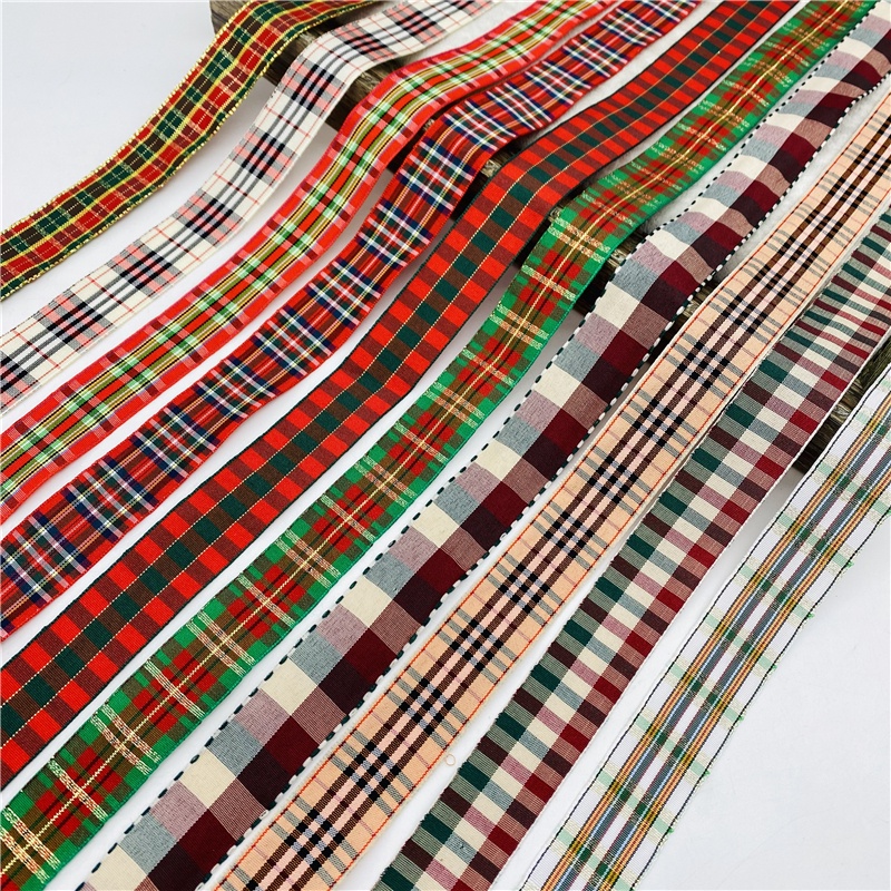5yards/Lot 10mm 25mm Polyester Plaid Ribbon Christmas Ribbon For ...