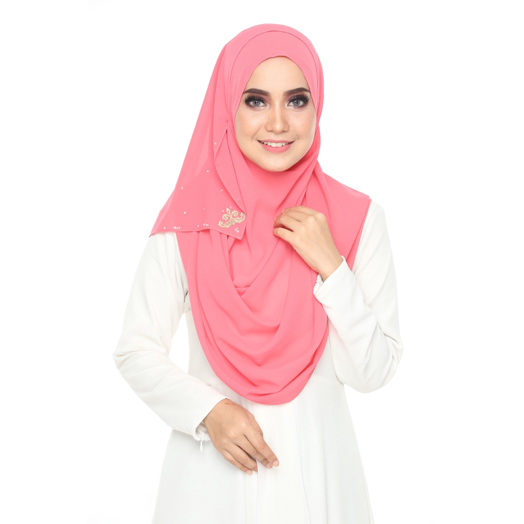 ELEGANT TUDUNG SUMIRE SHAWL INSTANT 2LOOP PINK SALMON | Shopee Malaysia