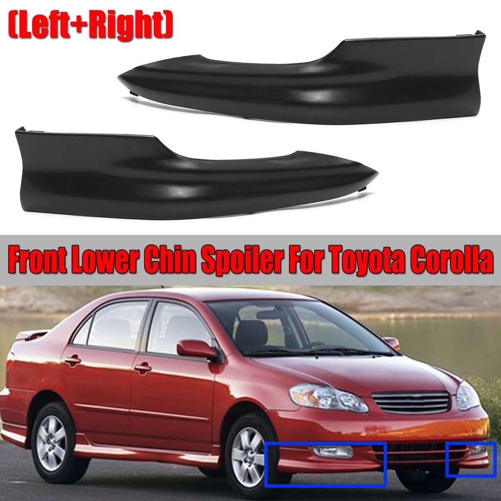 2-Piece Front Bumper Spoiler Lip Kit For 2003-2004 Toyota Corolla - Gloss Black Polyurethane