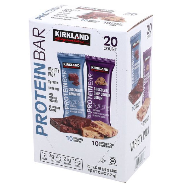 Kirkland Signature Protein Bar Energy Variety Pack, 20 Count