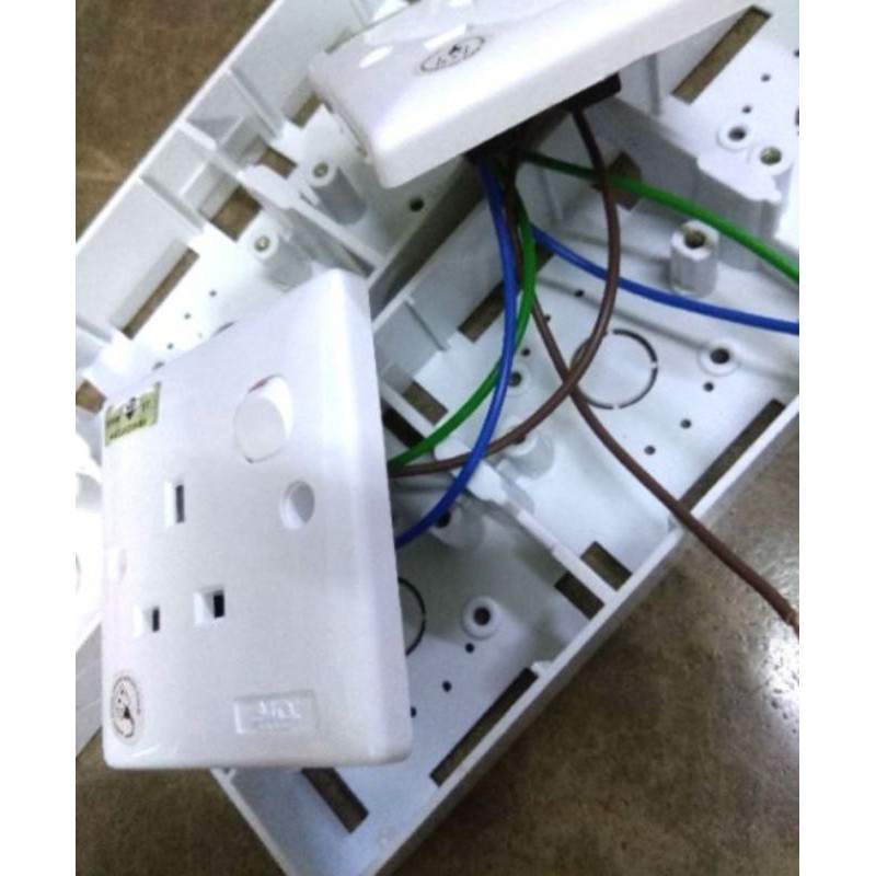 Extension Trailing Socket Base 2 Gang Complete Wire ( siap wire dalam ...