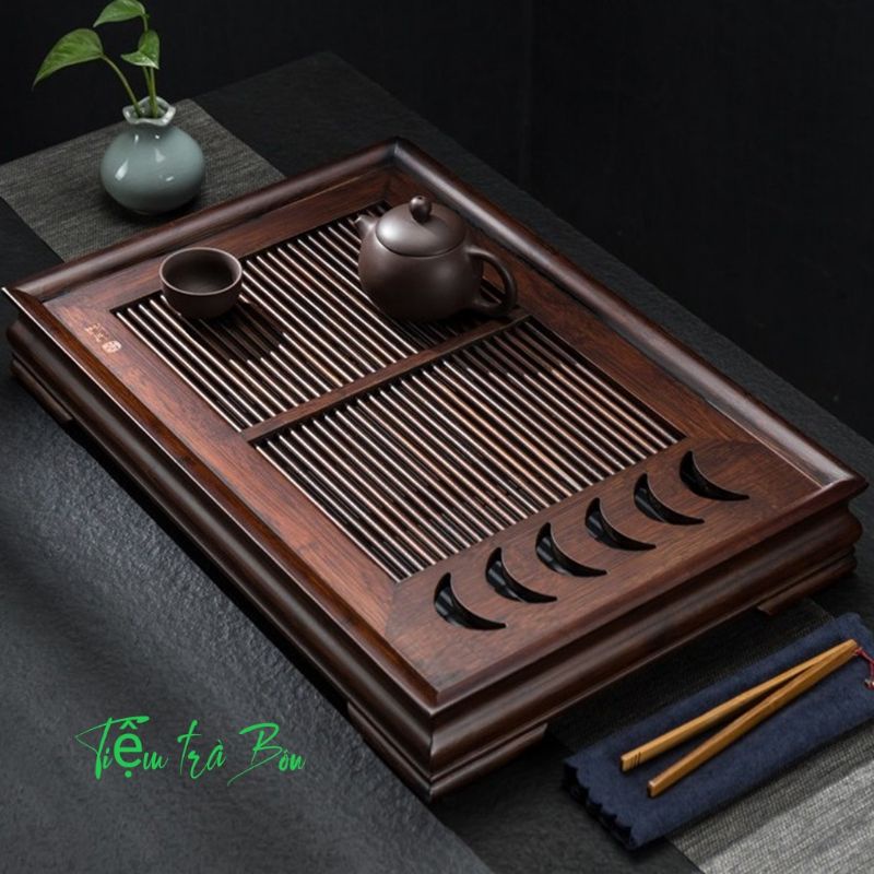 Wooden tea table tray with rectangular cup holder (Japanese tea ...