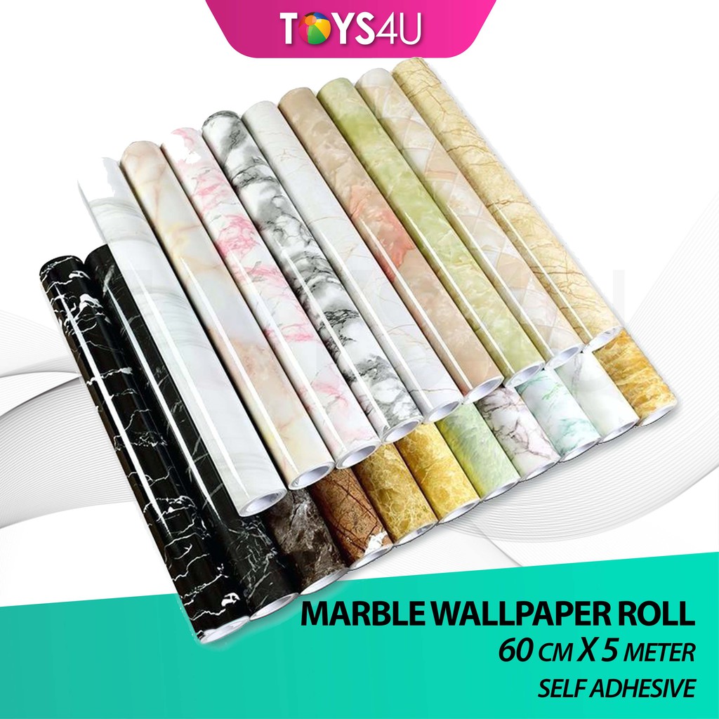 5M x 60CM 3D Marble Wallpaper Waterproof TOYS4U Self Adhesive Home Deco ...