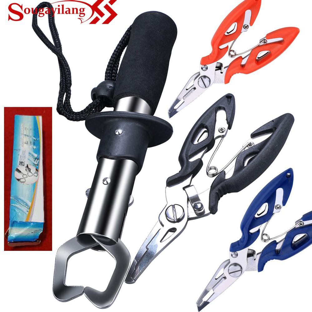 Sougayilang Fishing Cutter/Pliers/Snip/NipPEr Fishing Tools Set With Sheath Lanyard Shopee