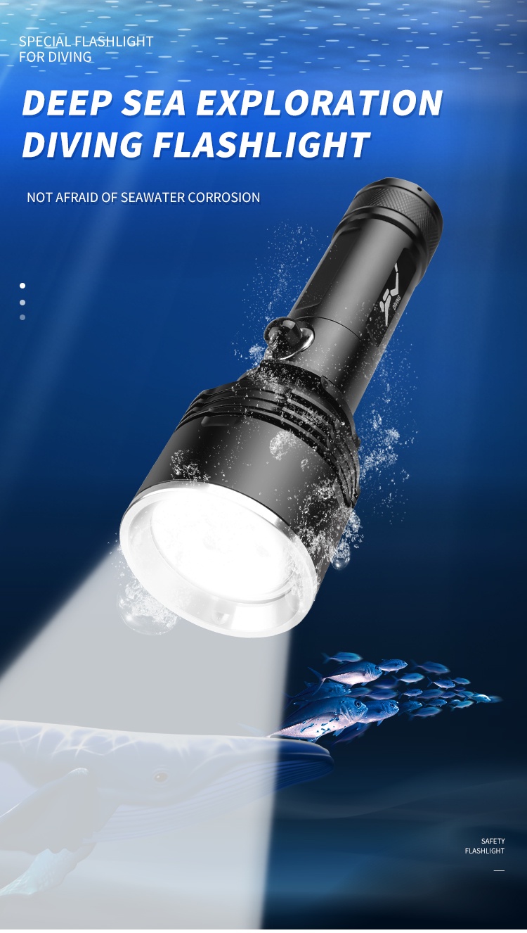 Puteer Diving Torchlight Diving Flashlight Super Bright Xhp70 Led Torch
