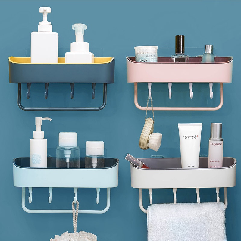 Bathroom Wall Rack Traceless Bathroom/Kitchen Organizer Rack with Free ...