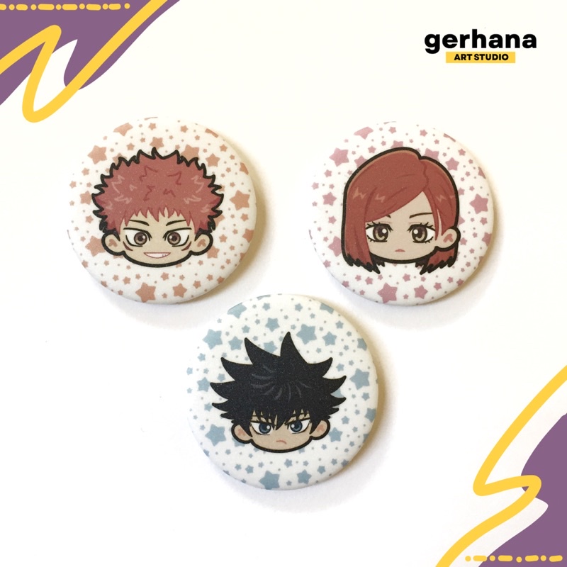 JJK Glitter Button Badge | Itadori Yuji Fushiguro Megumi Kugisaki ...