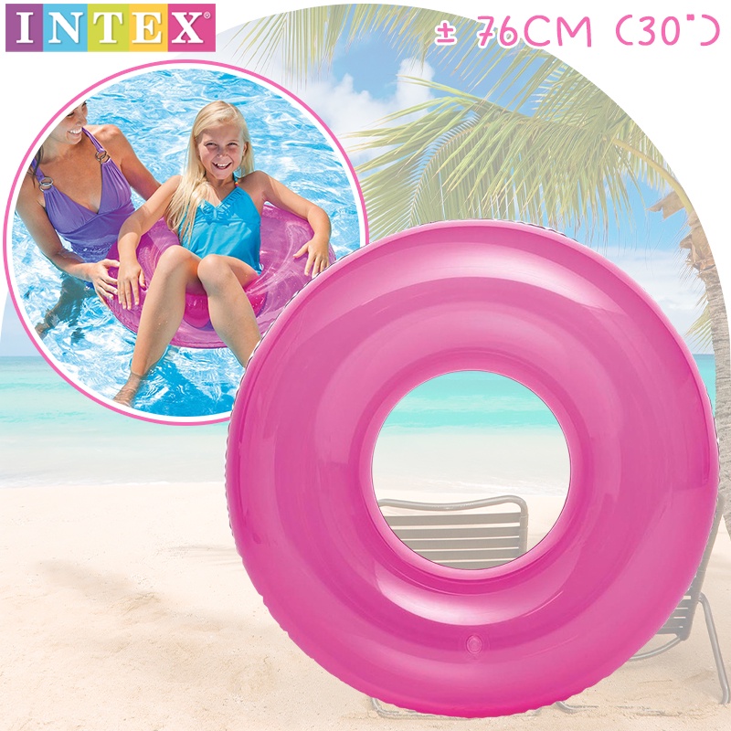 INTEX 59260 3Color 76CM Transparent Tube Swimming Pool Ring Floaties ...