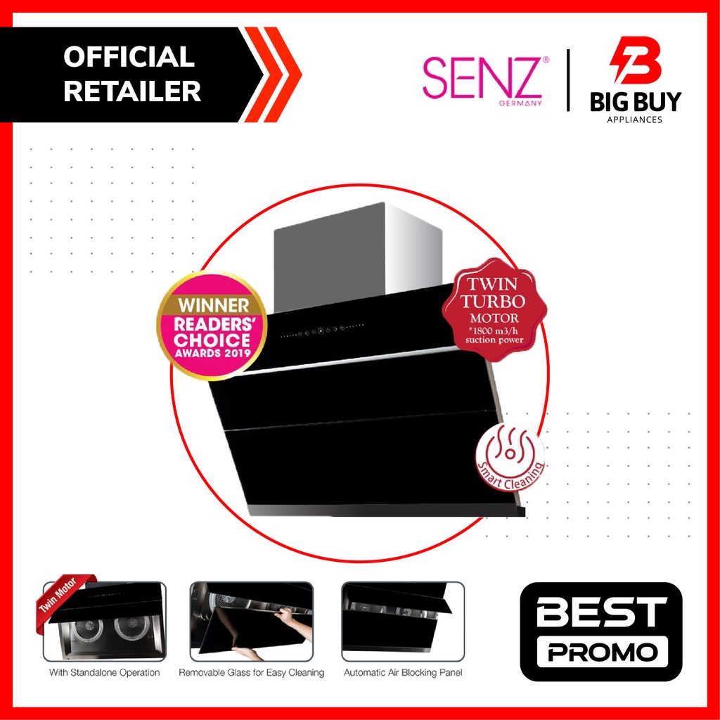 SENZ/LIVINOX 1800m3/h Intel AUTO CLEAN TWIN TURBO MOTOR MULTIHOOD