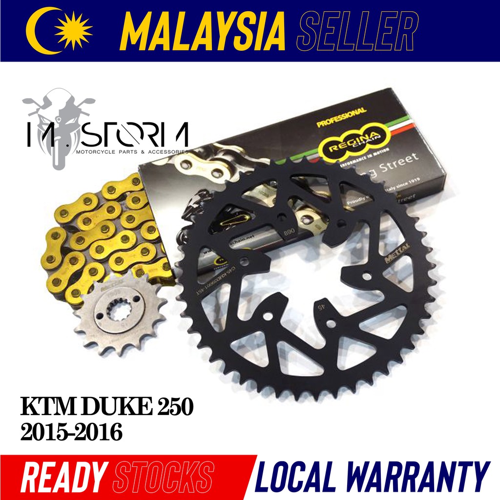 KTM DUKE 250 SET RANTAI SPROCKET / RANTAI MOTOR 14T/15T /45T Shopee