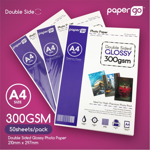 Inkjet Photo Paper- 300gsm Double Side Glossy- A4 Size (50pcs/pkt ...