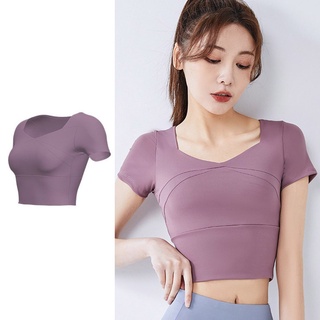 Short Sleeve Gym Top Sports Shirt Women Yoga Top Fitness Cropped